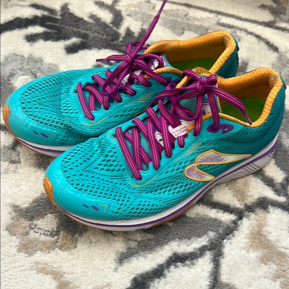 Newton Women's Teal Running Shoes with Purple Accents